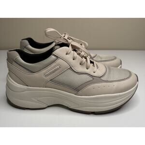 Rockport Prowalker Sneaker Womens 9.5 Beige Leather Low Lace Up ECO Comfort